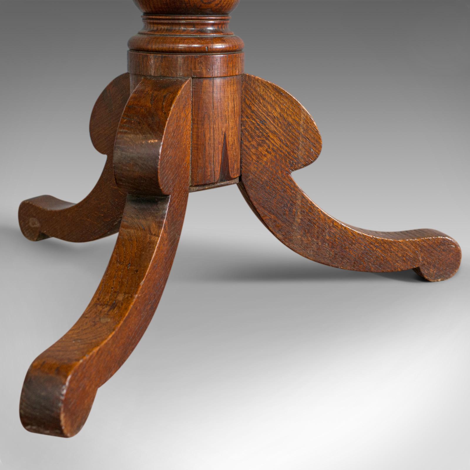 Antique Tilt-Top Table, English, Victorian, Oak, Side, Lamp, Card, circa 1850 3