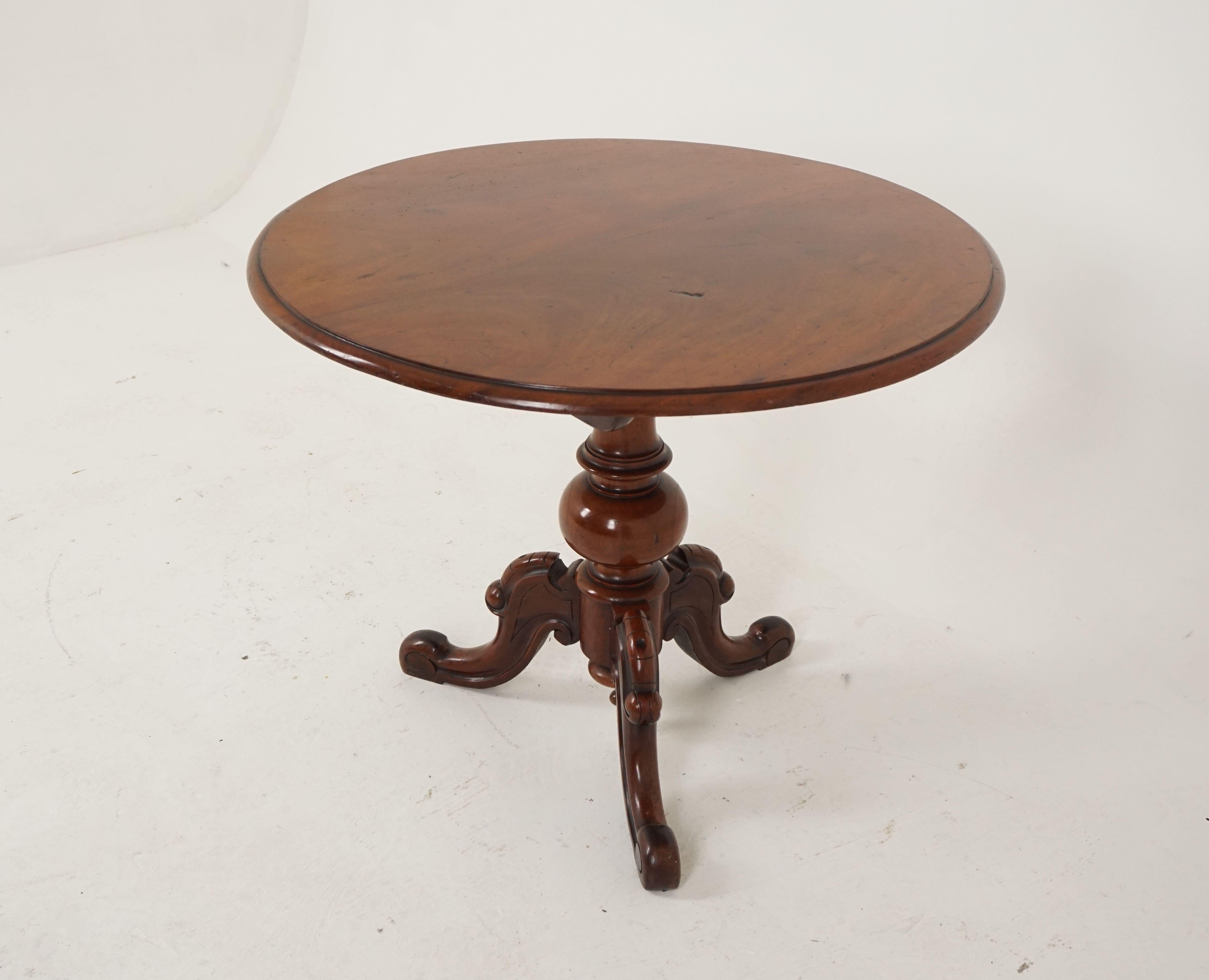 Hand-Crafted Antique Tilt-Top Table, Victorian Walnut Breakfast Table, Scotland 1880, B1915