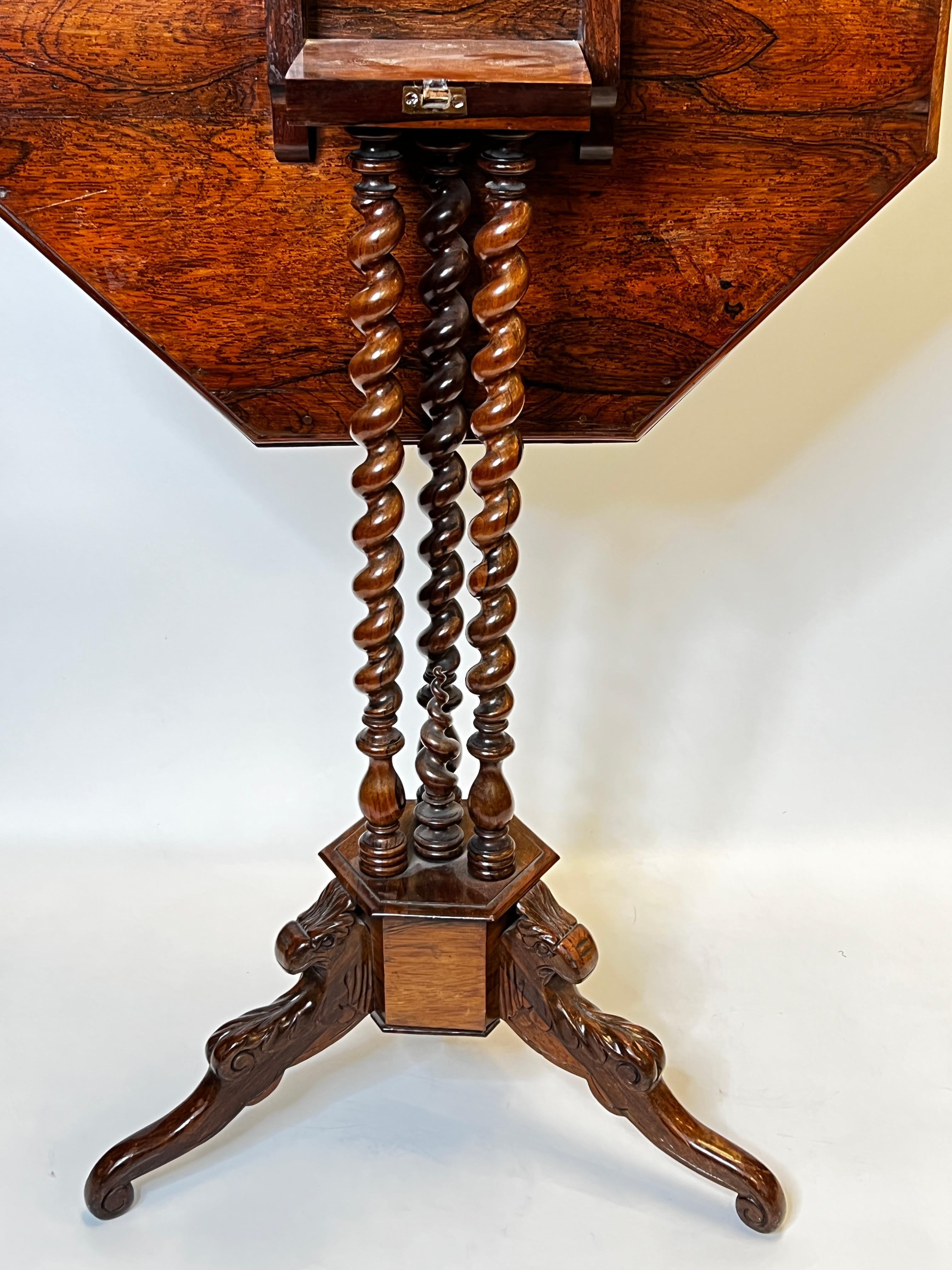 Antique Tilt-Top Tripod Table with Hand-Painted Floral Top 4