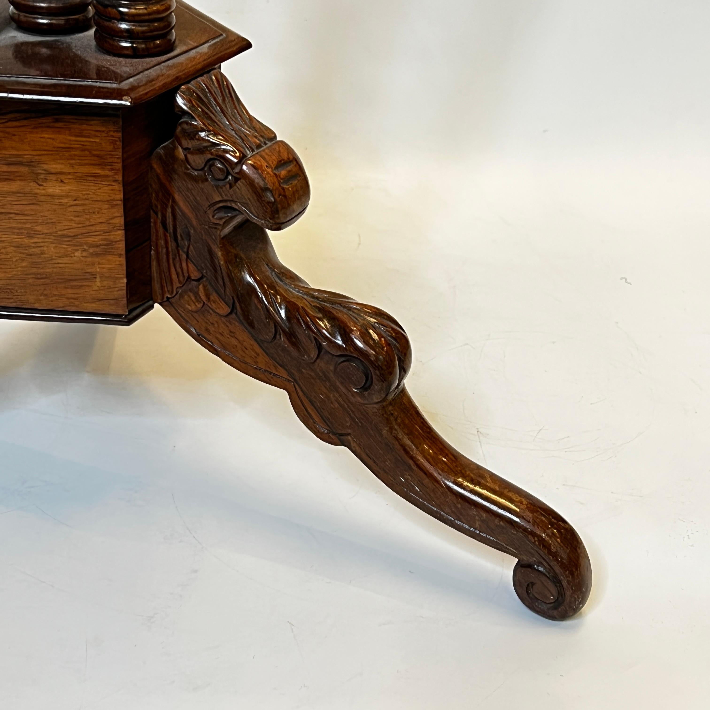 Antique Tilt-Top Tripod Table with Hand-Painted Floral Top 8