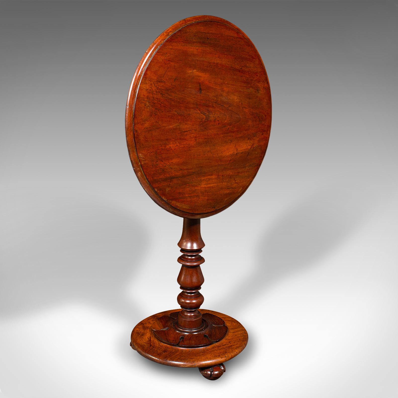 This is an antique tilt top wine table. An English, mahogany side or lamp table, dating to the the William IV period, circa 1835.

Fine example of William IV craftsmanship with useful tilting top
Displays a desirable aged patina and in very good