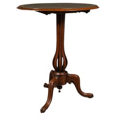 Antique Tilt Top Wine Table, English, Walnut, Side, Occasional, Lamp, Victorian