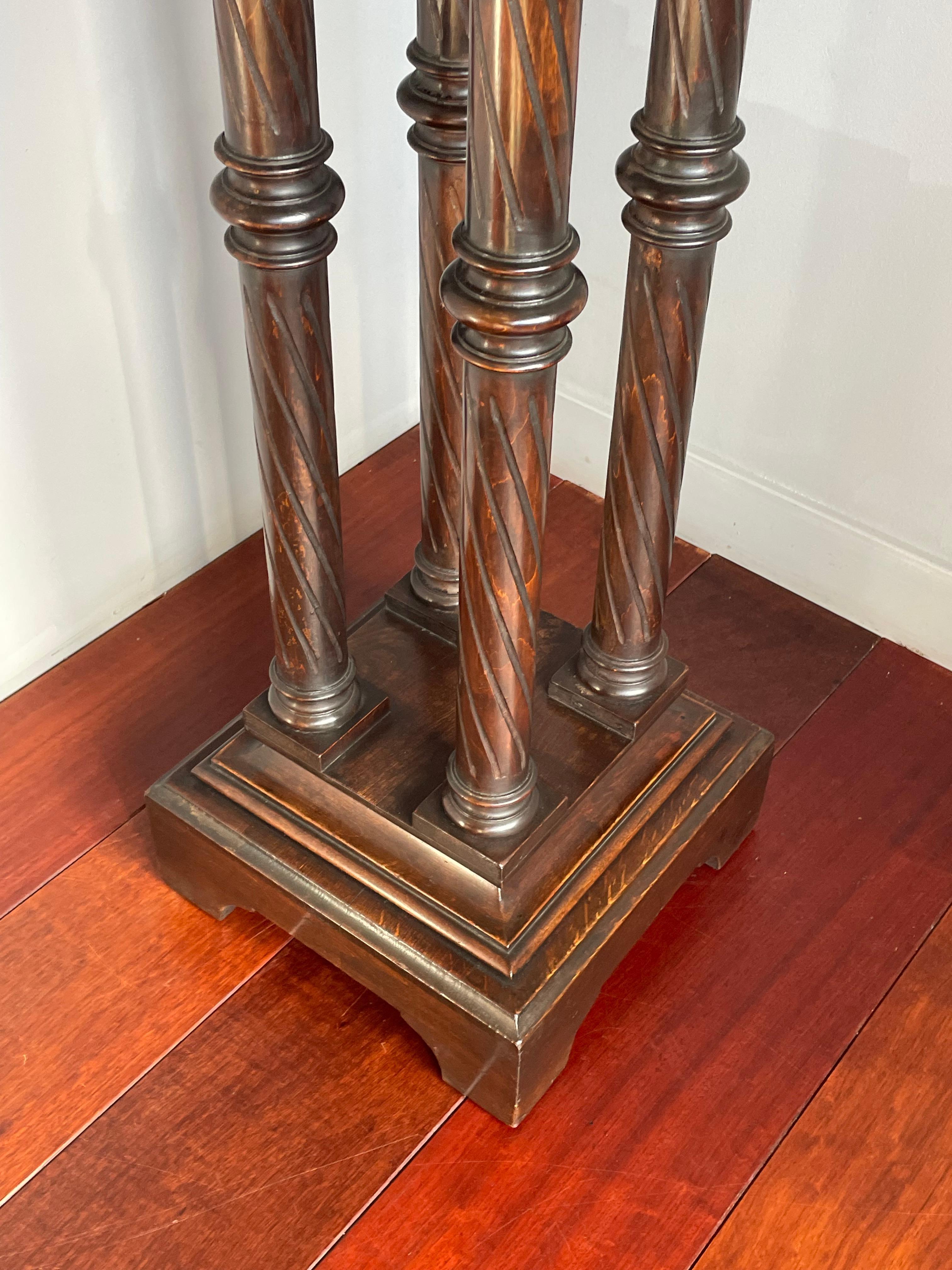 Antique & Timeless Hand Carved Wooden Column Pedestal Display Stand Great Patina 5