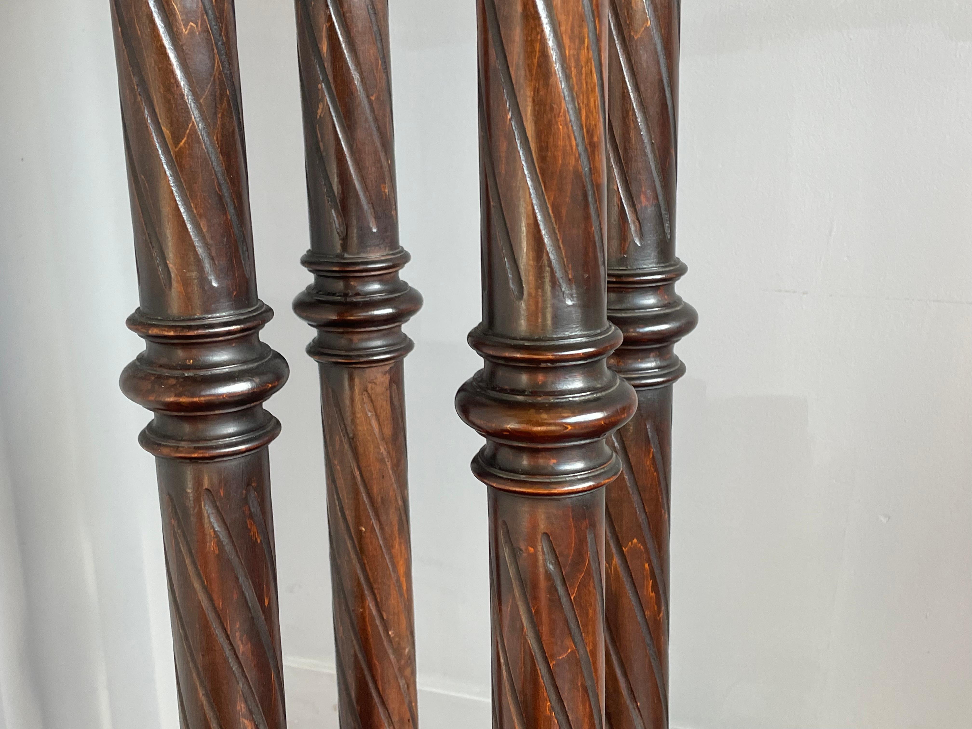 Antique & Timeless Hand Carved Wooden Column Pedestal Display Stand Great Patina 8