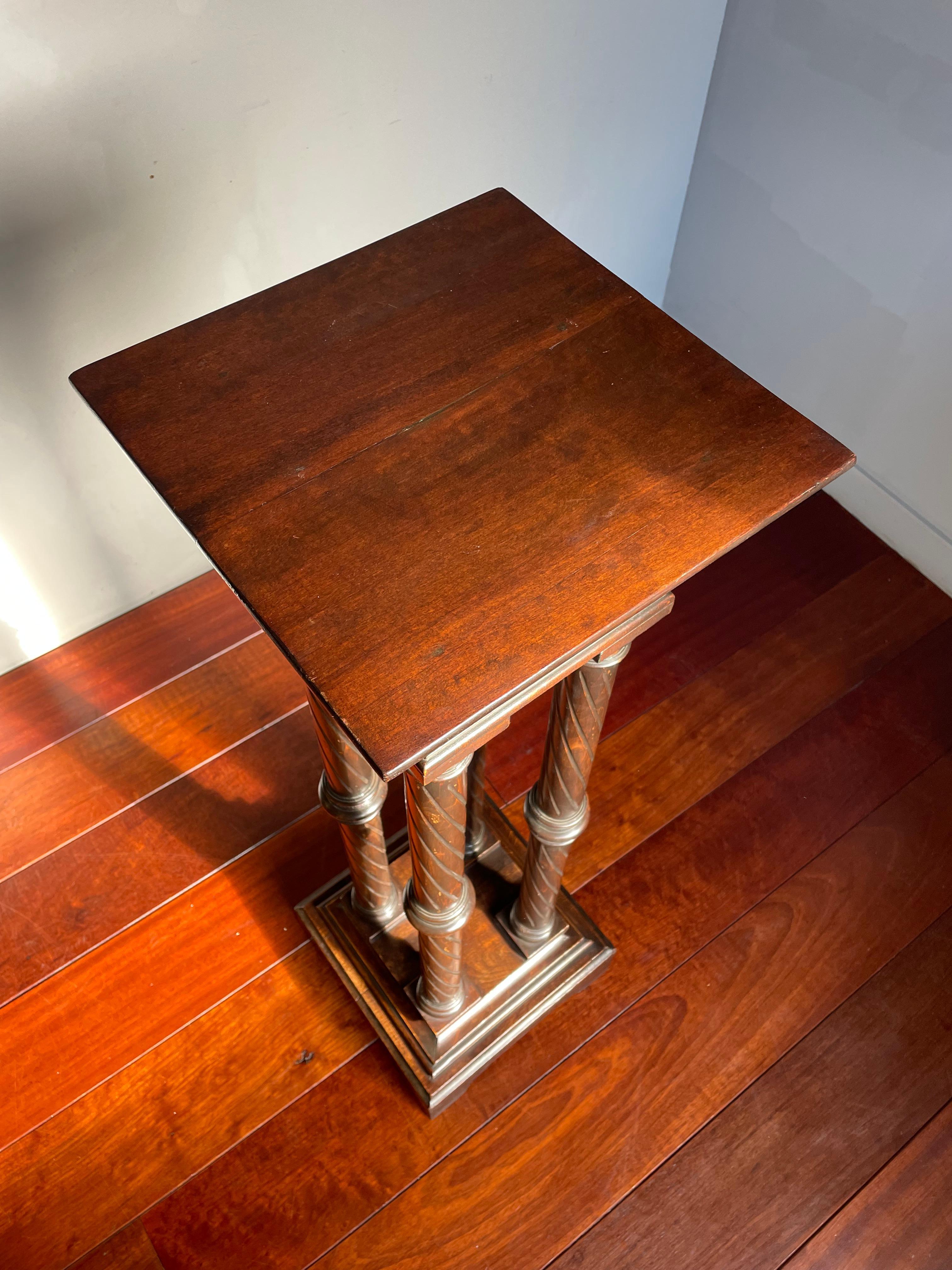 20th Century Antique & Timeless Hand Carved Wooden Column Pedestal Display Stand Great Patina