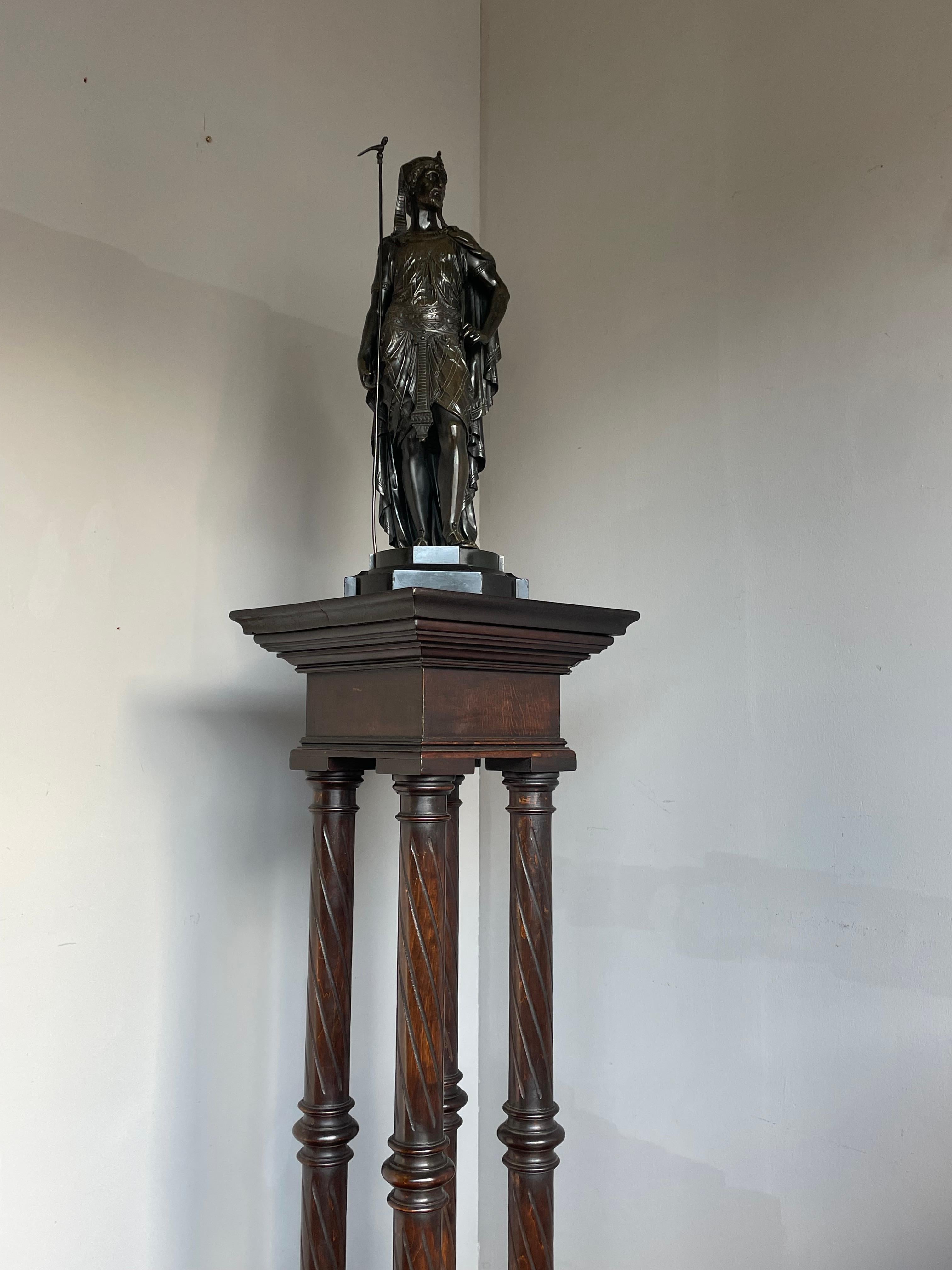 Antique & Timeless Hand Carved Wooden Column Pedestal Display Stand Great Patina 2