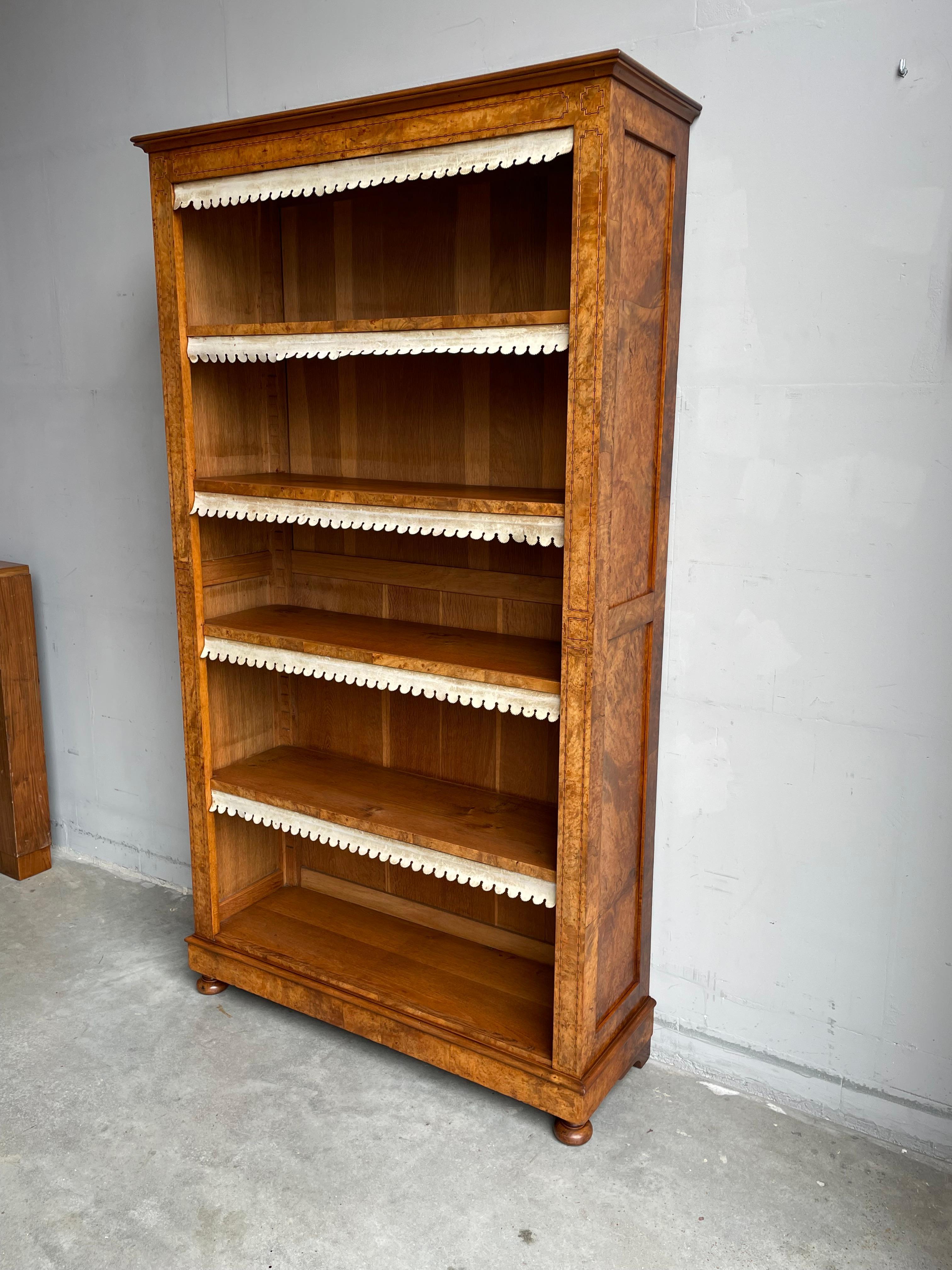 Late 1800s bookcase with height adjustable shelves.

If you are looking for a timeless and truly stylish antique bookcase then this rare specimen could be perfect for your room or office. It is beautifully handcrafted in the 1890s, it is practical
