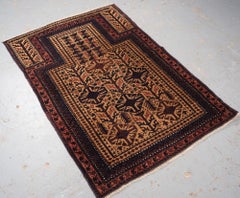 Antique Timuri Baluch Prayer Rug, Camel Ground, Circa 1880