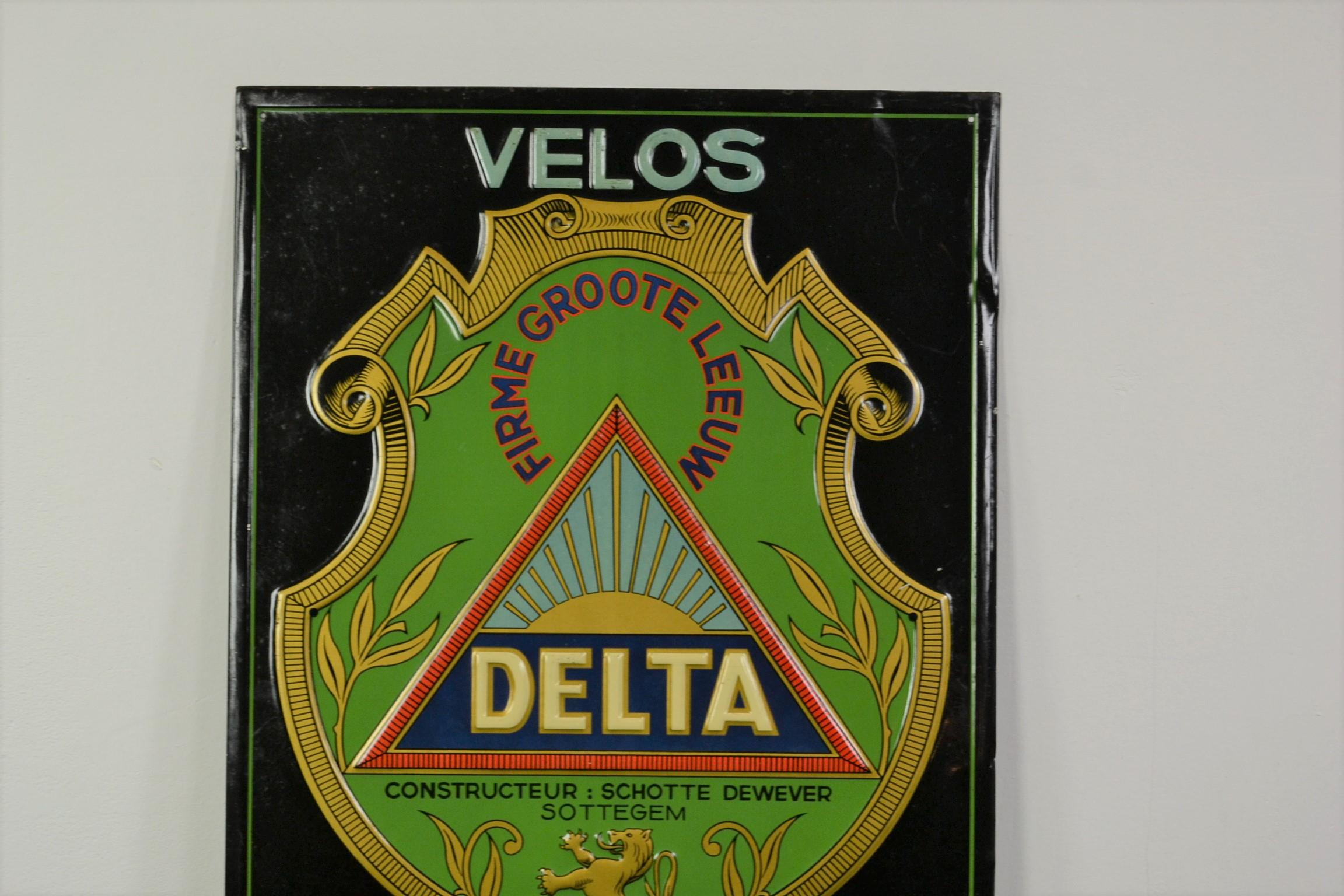 Antikes Schild für Fahrräder Delta, Belgien, 1934 (Art déco) im Angebot