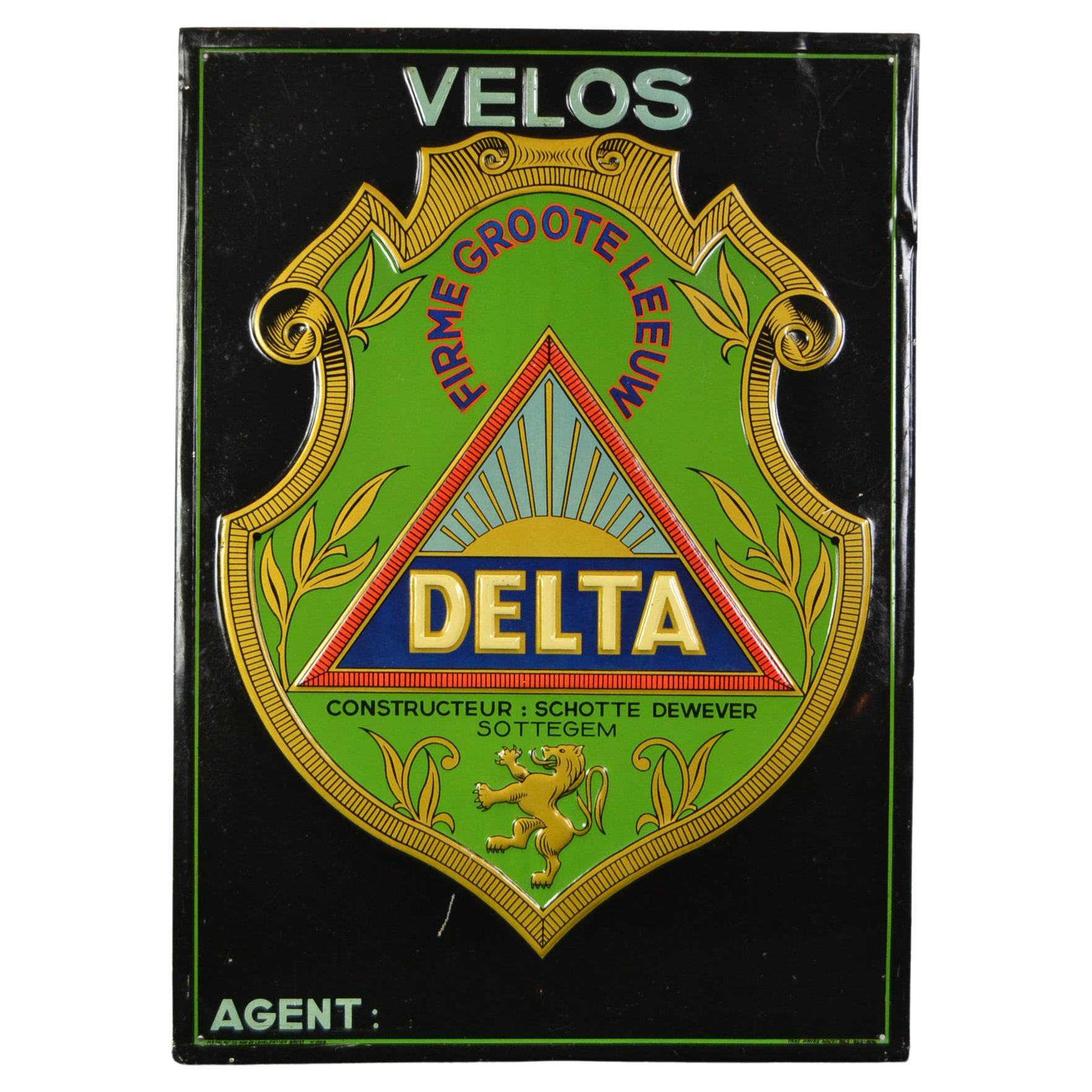 Antique Sign for Bicycles Delta, Belgium, 1934 For Sale