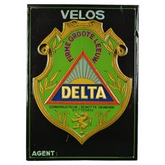 Vintage Tin Advertising Sign for Bicycles Delta, Belgium, 1934