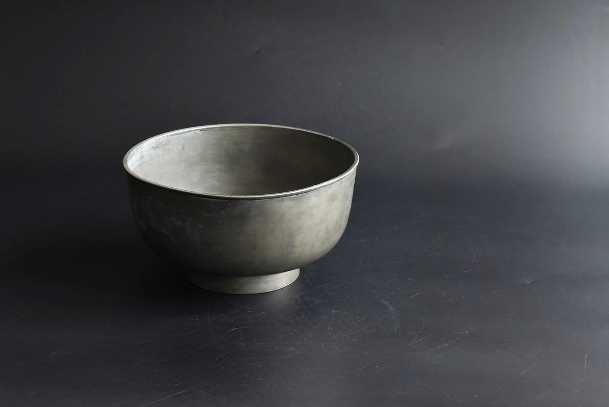 Antique Tin Bowl Made in Japan / Vase / Flower Case / Meiji Era / Wabi-Sabi 11