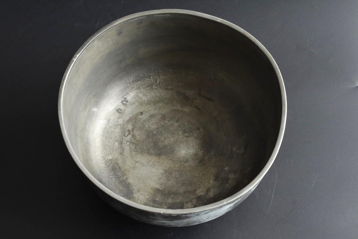 19th Century Antique Tin Bowl Made in Japan / Vase / Flower Case / Meiji Era / Wabi-Sabi
