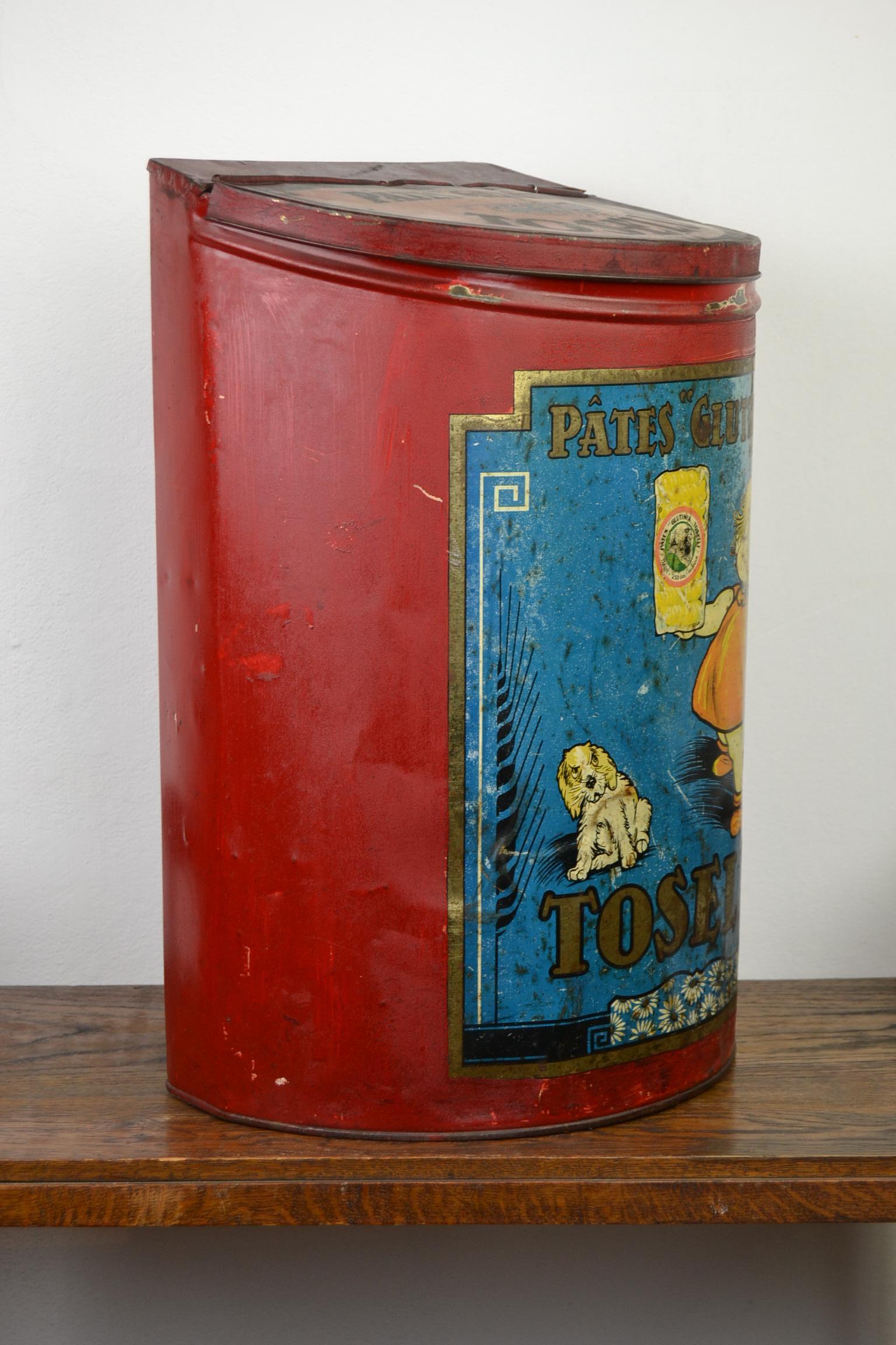 Antique Tin for Pasta Toselli, Italy, Belgium For Sale 8