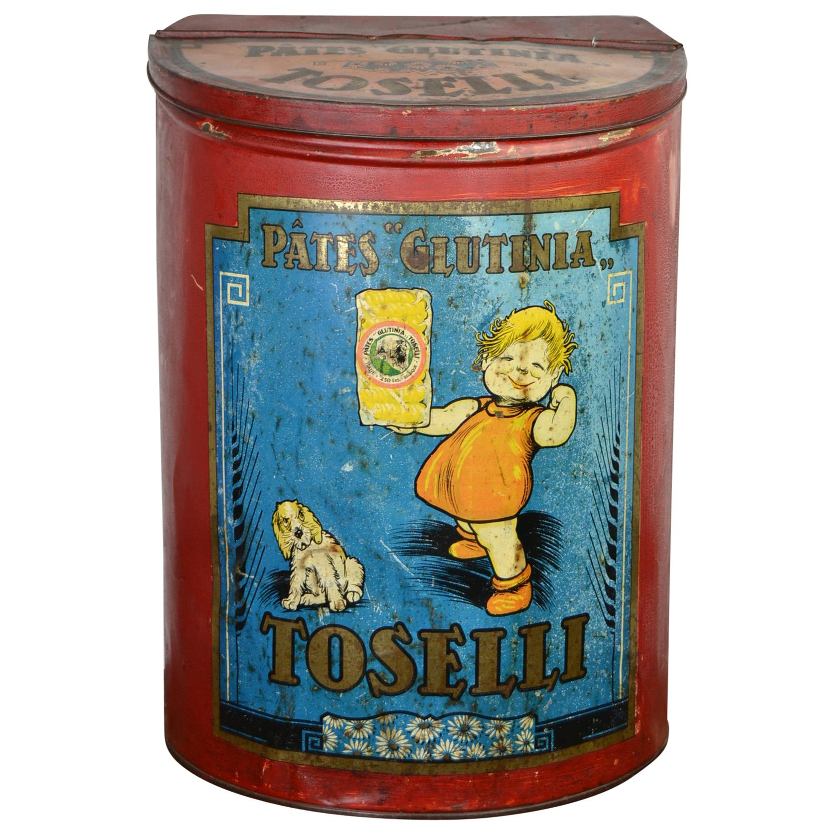 Antique Tin for Pasta Toselli, Italy, Belgium