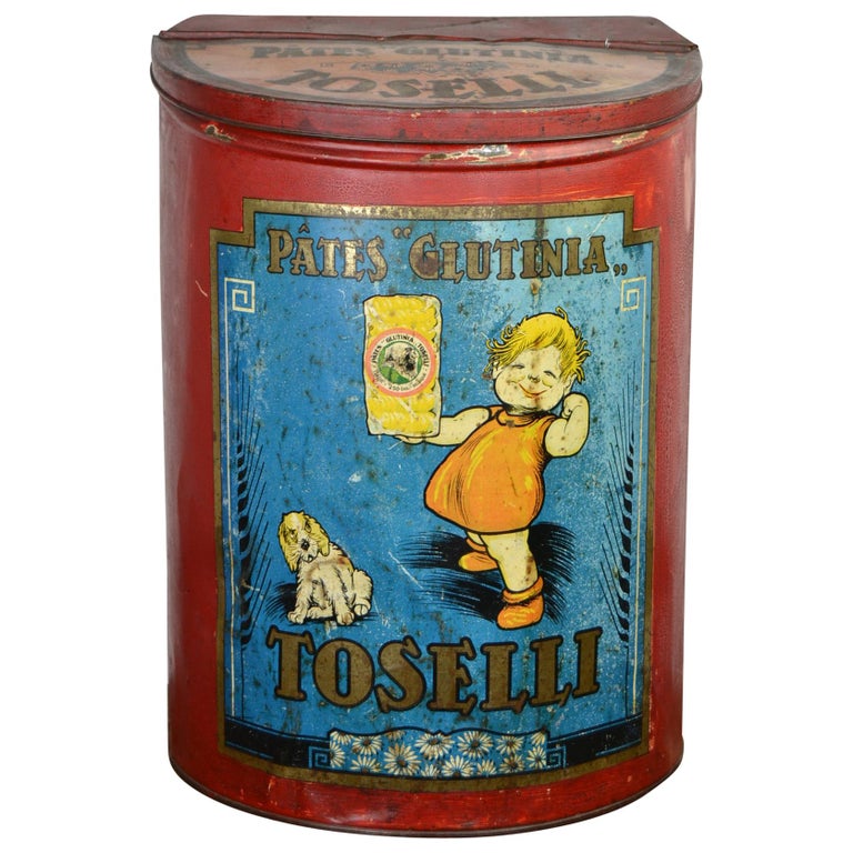 Antique Tin for Pasta Toselli, Italy, Belgium For Sale