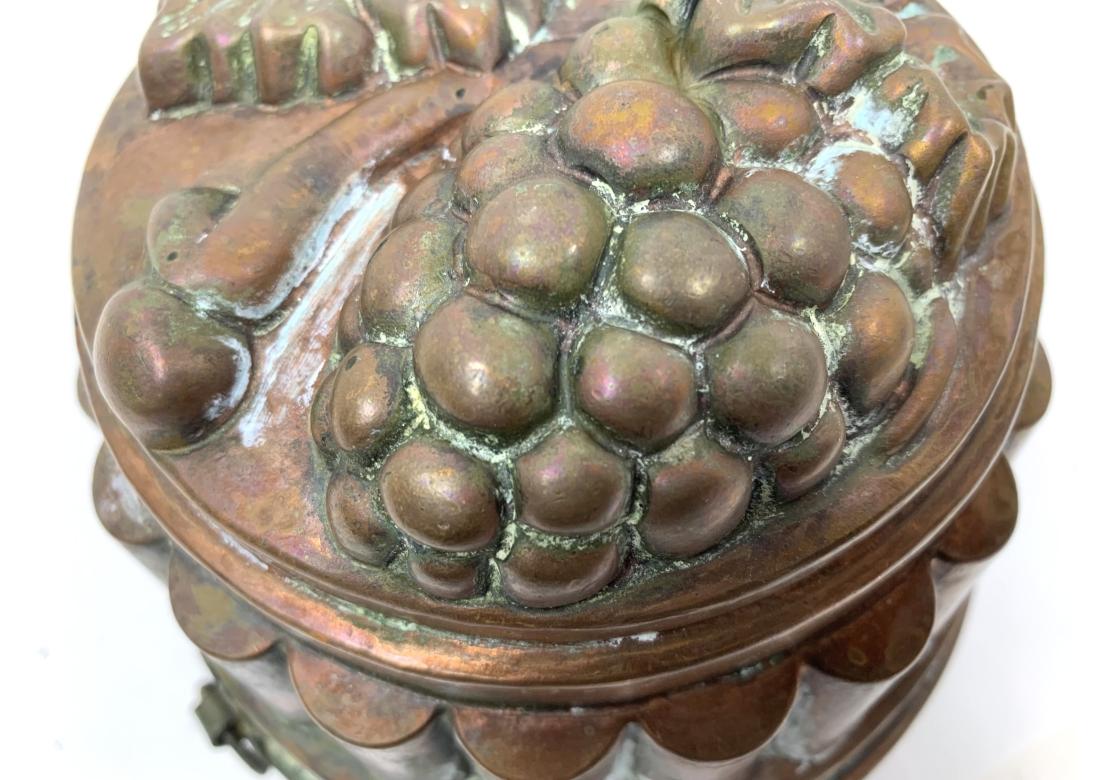Antique Tin Lined Copper Jelly Mold With Grape Design For Sale 6
