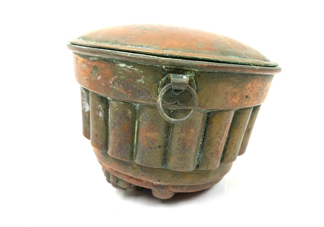 Antique Tin Lined Copper Jelly Mold With Grape Design For Sale 2