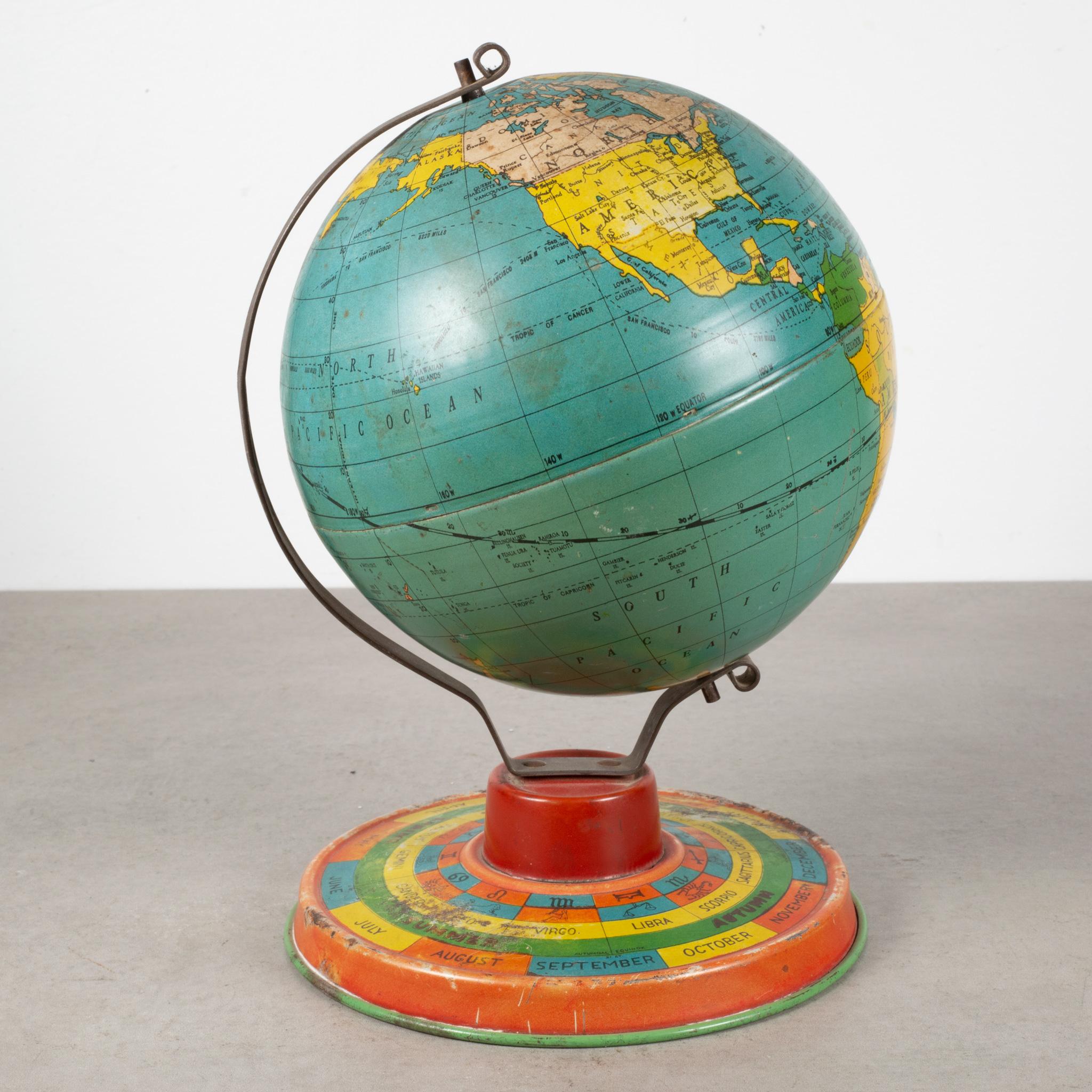 Art Deco Antique Tin Litho Travel Game Globe circa 1930