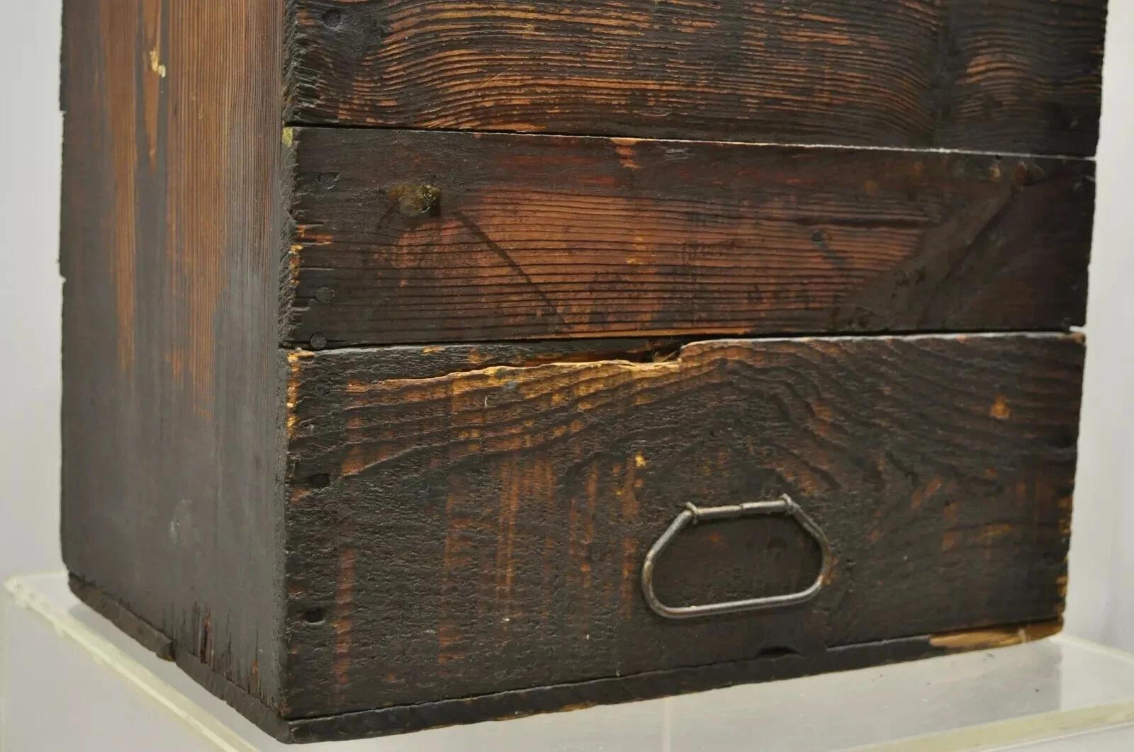 Antique Tin Metal Export Transport 5 Gallon Canister Container with Wood CaseAnt For Sale 1