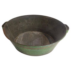 Antique Tin Tole Painted and Gilded Basin, Circa 1900
