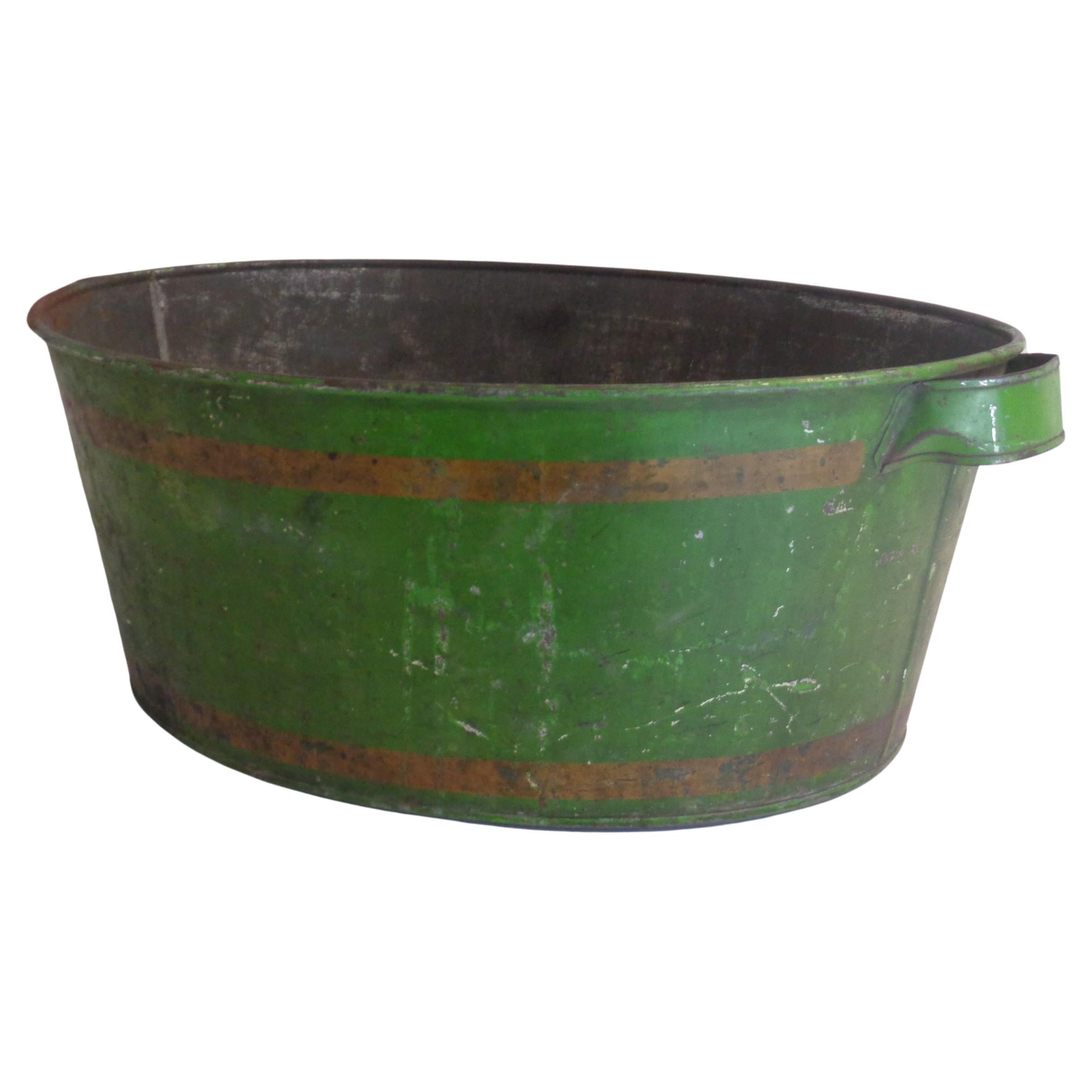 Gilt Antique Tin Tole Painted and Gilded Basin, Circa 1900