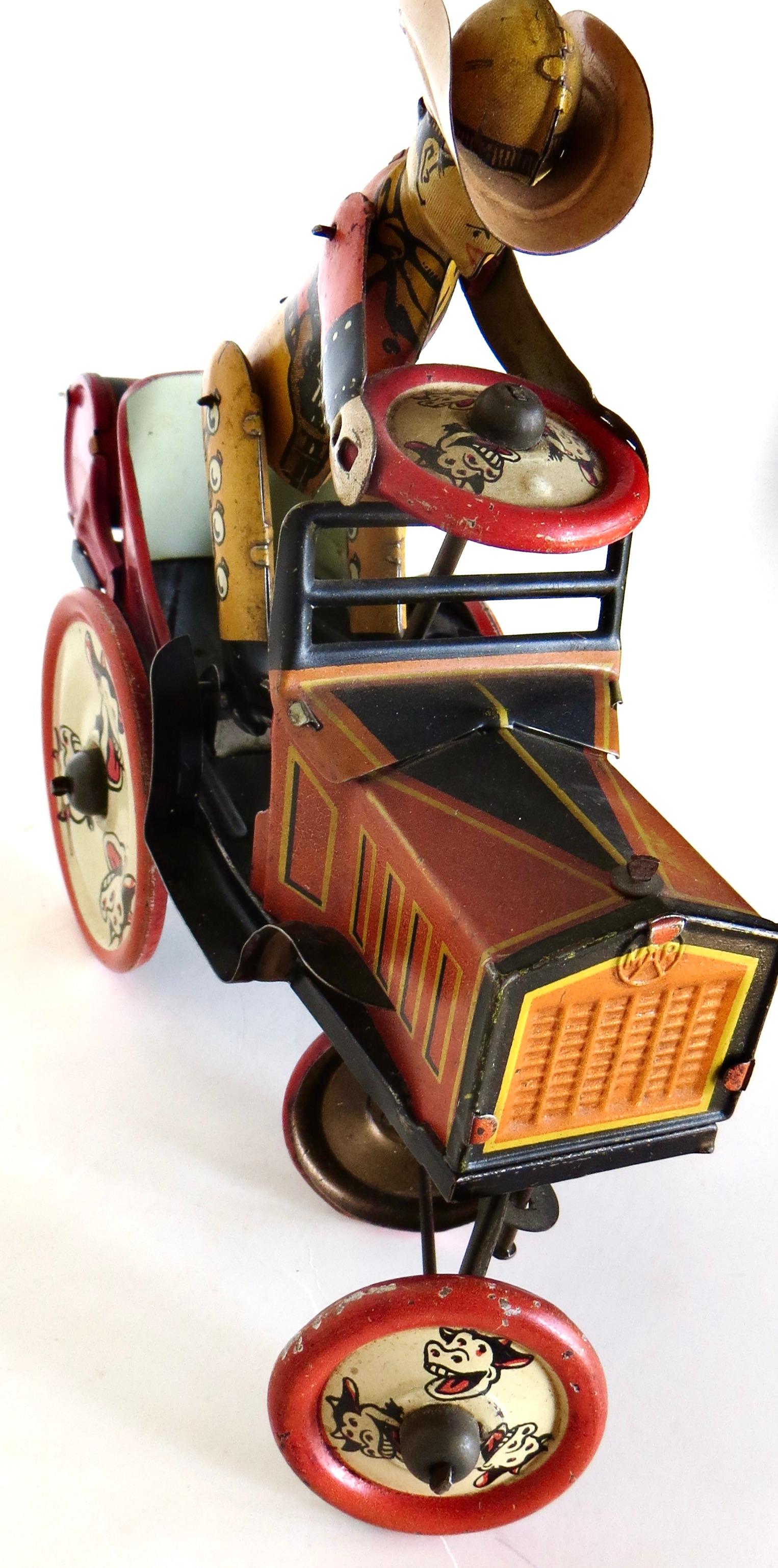 Antique Tin Toy Wind-Up Toy Cowboy  