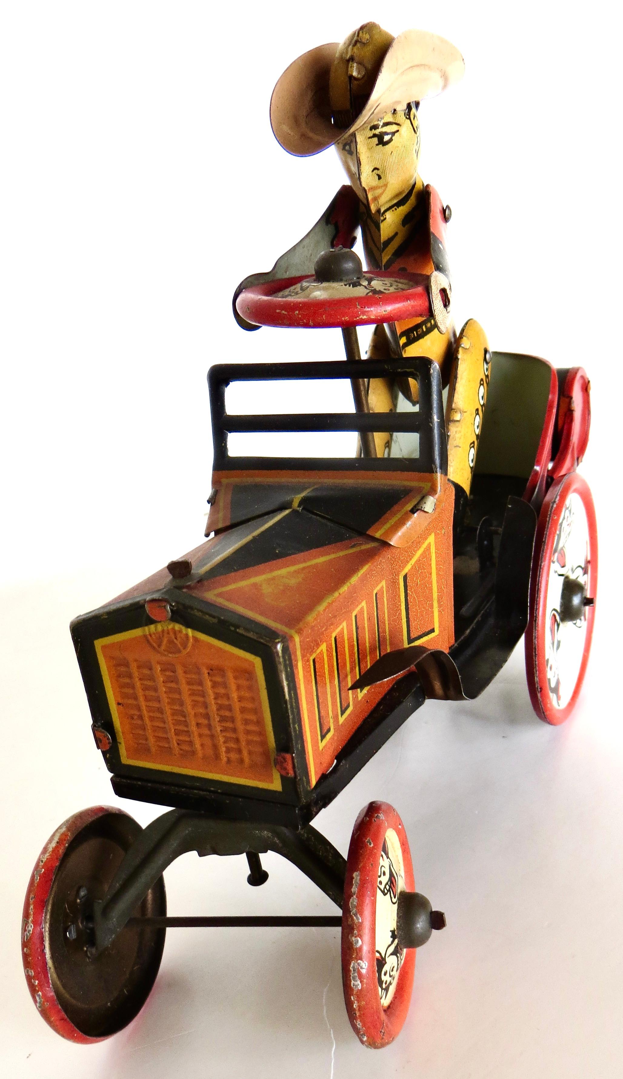 Mid-20th Century Antique Tin Toy Wind-Up Toy Cowboy  