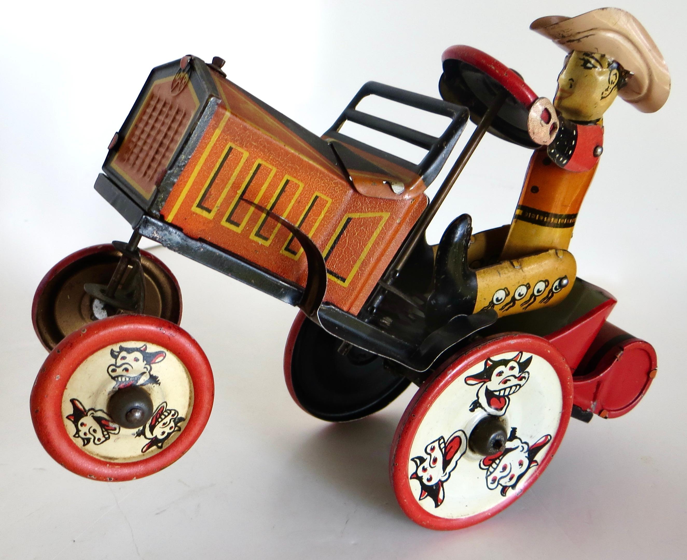 Antique Tin Toy Wind-Up Toy Cowboy  