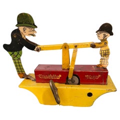 Antique Tin Wind Up Railroad Car Toy, Mutt & Jeff
