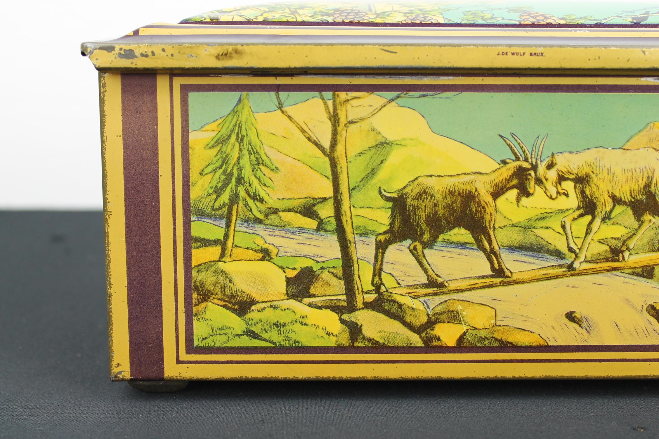 Antique Tin with Animals by De Wulf Brussels, Belgium, 1940s 7