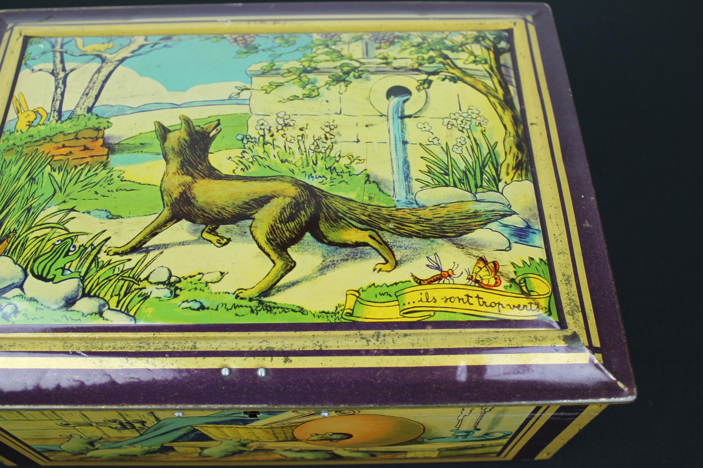 Metal Antique Tin with Animals by De Wulf Brussels, Belgium, 1940s