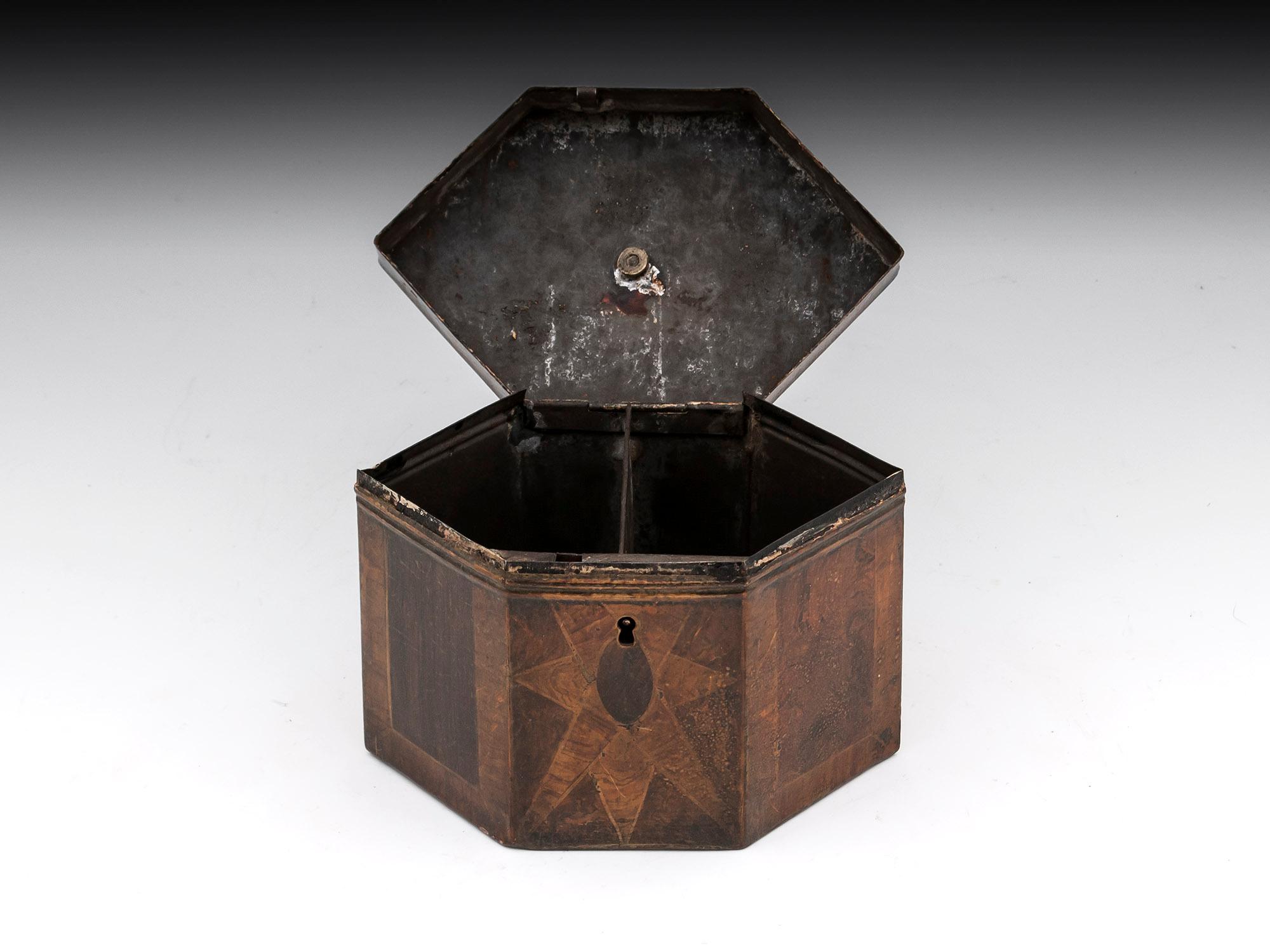 George III Antique Tinware Tea Caddy 19th Century For Sale