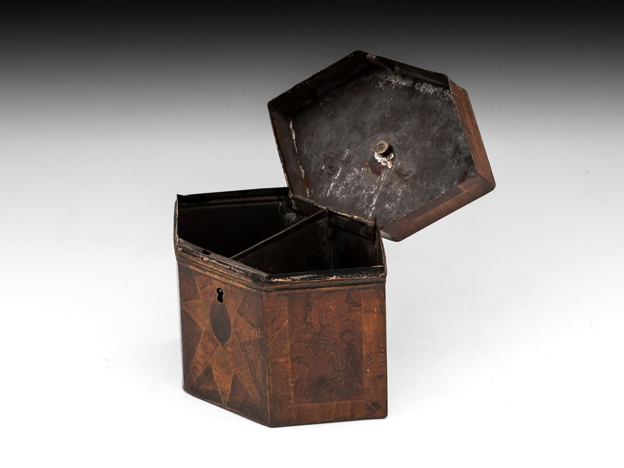 British Antique Tinware Tea Caddy 19th Century For Sale