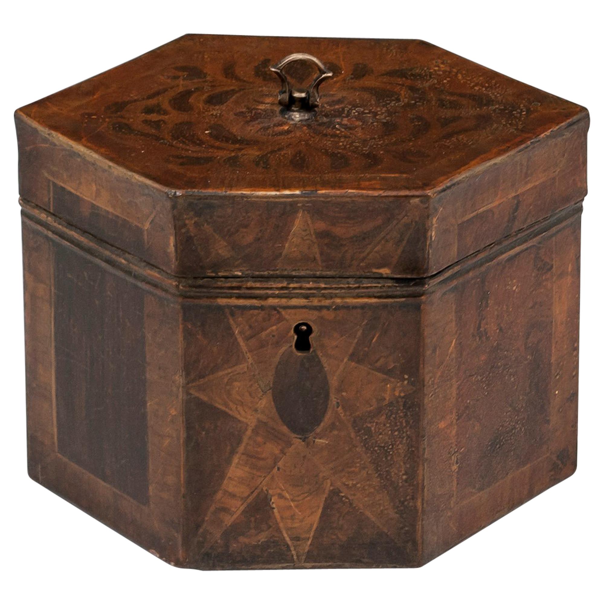 Antique Tinware Tea Caddy 19th Century For Sale