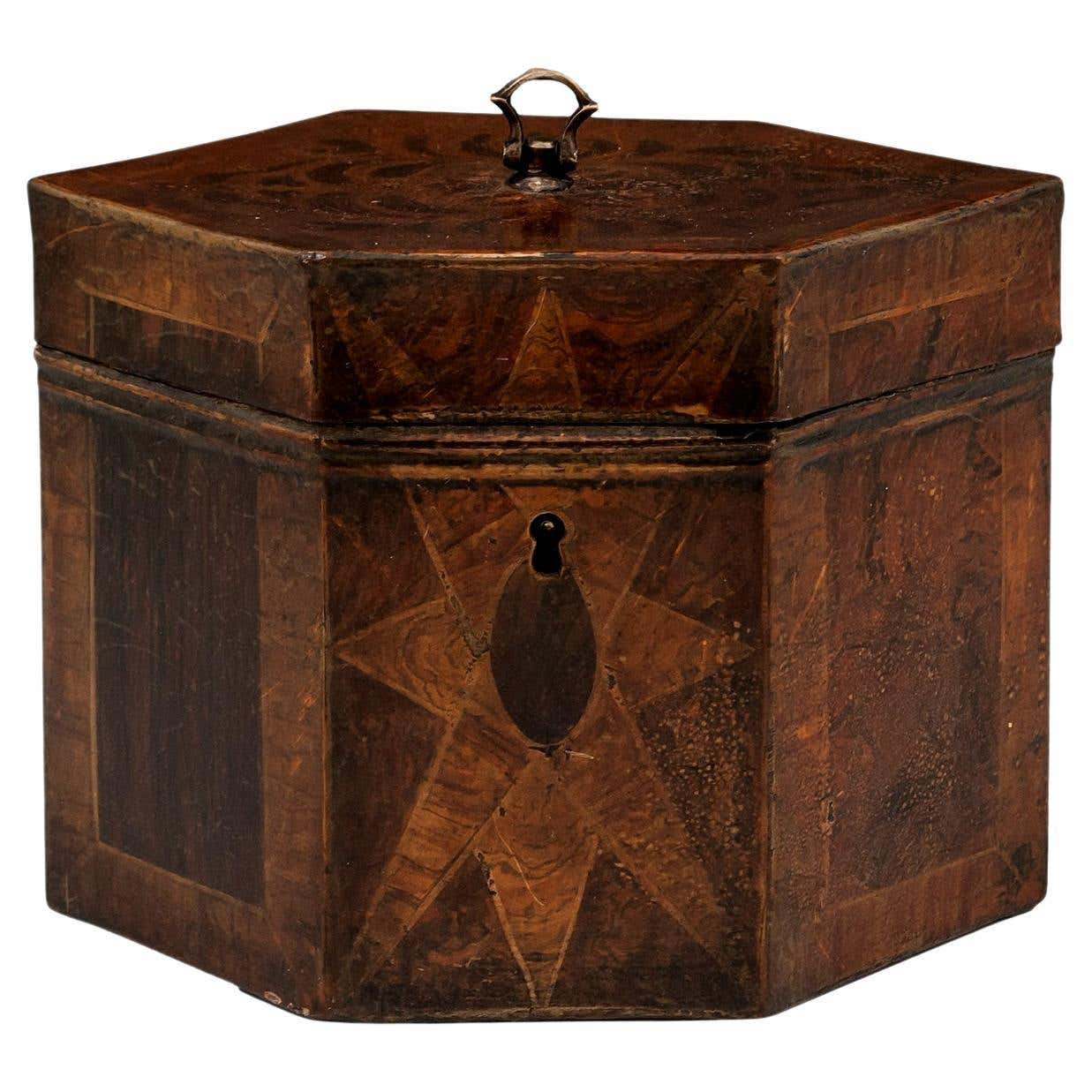 Script Tea Caddy Antique Tinware Tea Caddy For Sale at 1stDibs | antique tea caddy