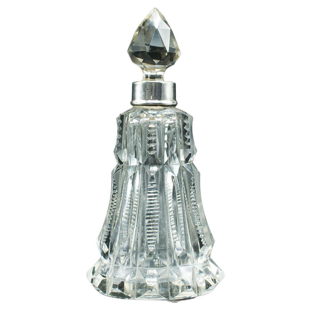Carafe à décanter antique Tipple, anglaise, verre, argent, petit récipient en forme de spirituel, poinçonnée en vente