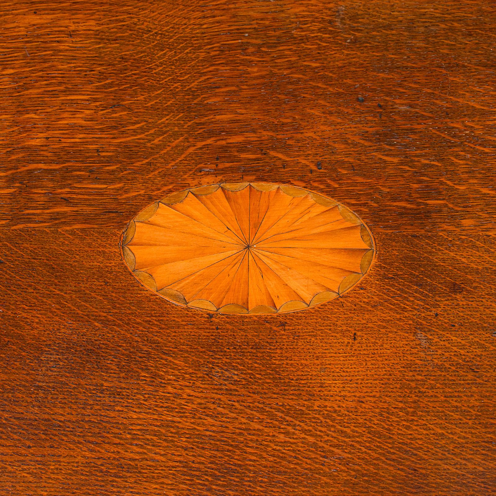 Antique Tipple Serving Tray, English, Oak, Boxwood, Afternoon Tea, Edwardian For Sale 1