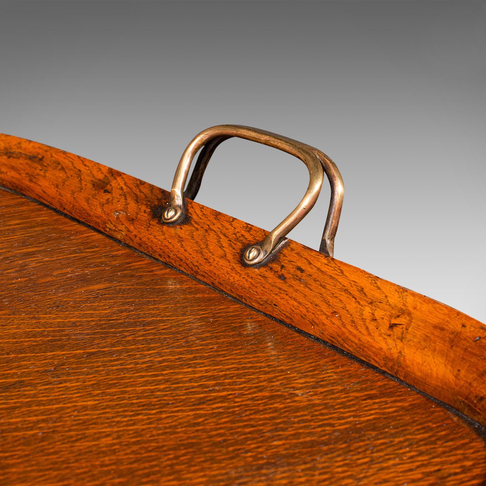 Antique Tipple Serving Tray, English, Oak, Boxwood, Afternoon Tea, Edwardian For Sale 2