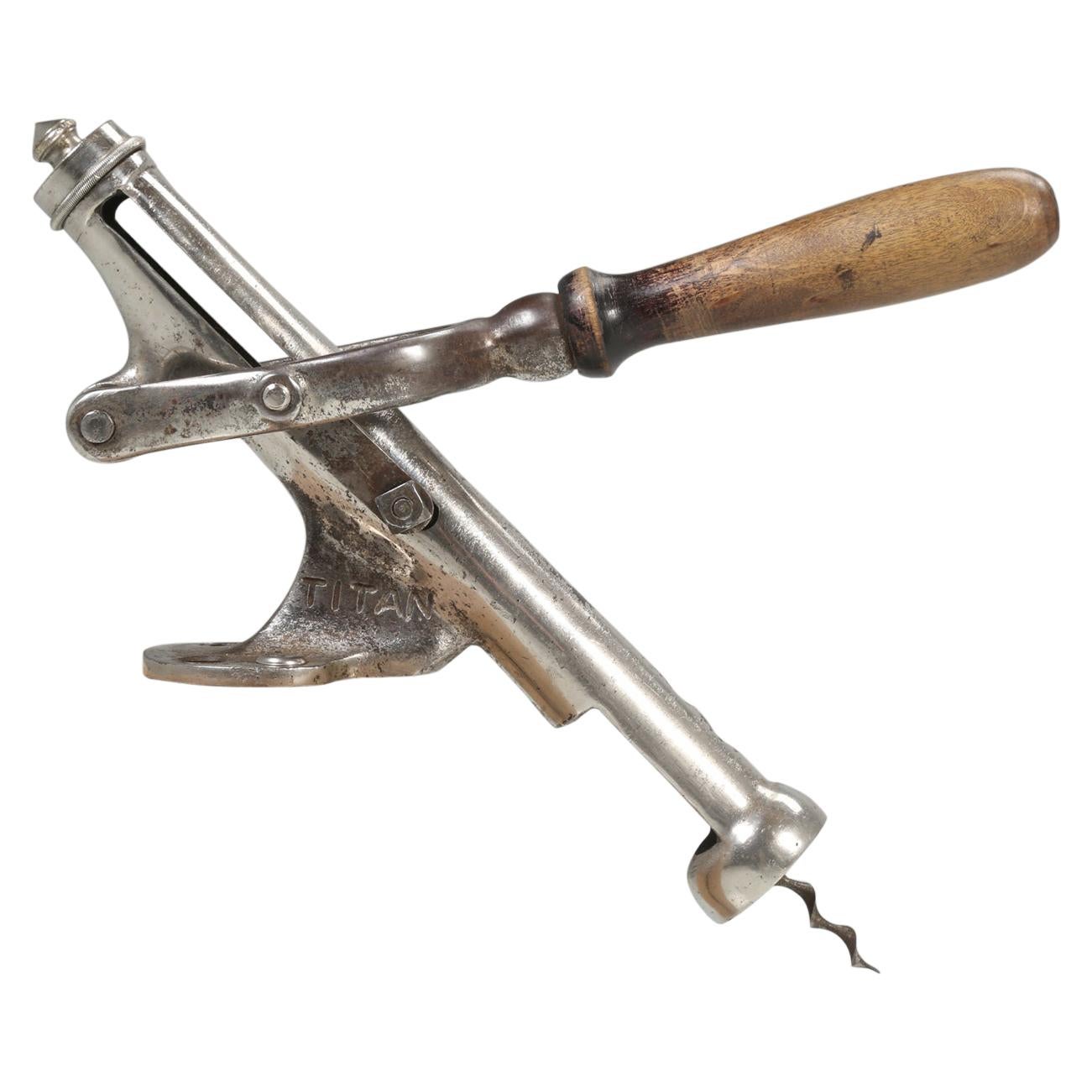 Titan Heavy-Duty Bar Mechanical Mounted Wine Corkscrew Remover, circa 1900
