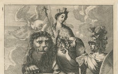 Antique Title Print Featuring the Personification of the Swedish Realm, 1669