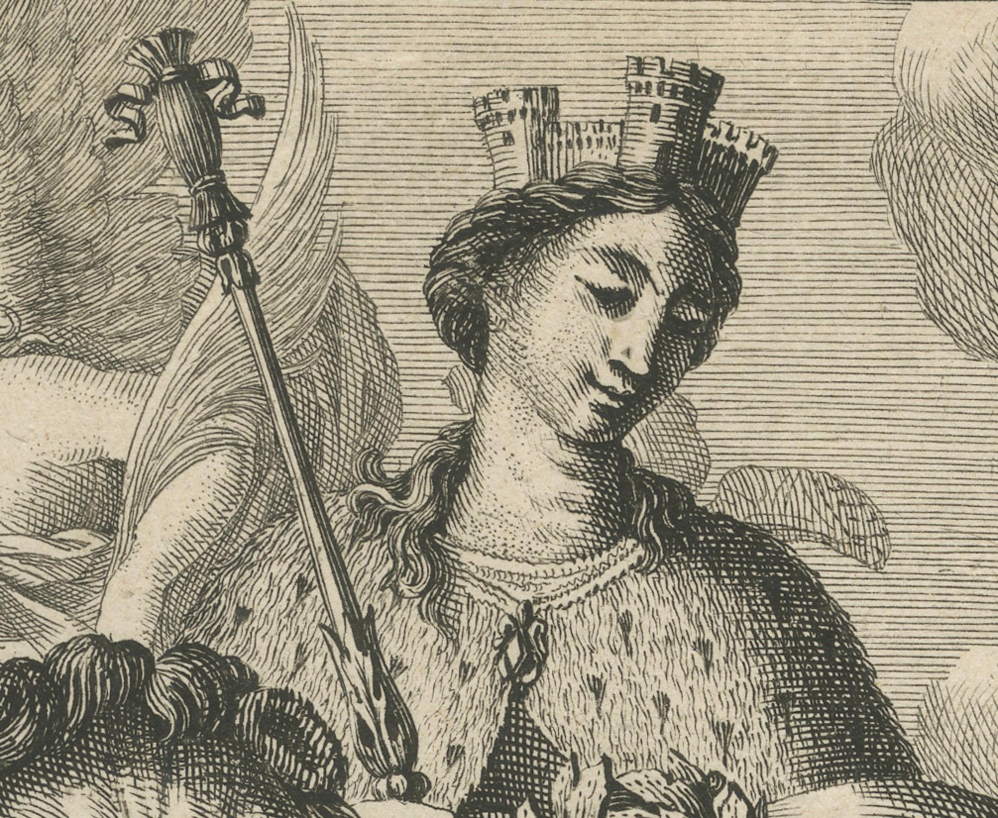 Antique Title Print Featuring the Personification of the Swedish Realm, 1669 For Sale 1