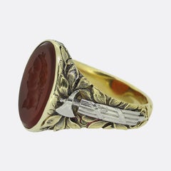 Antique Titus Caesar Carnelian Intaglio Signet Ring