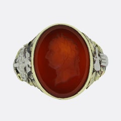 Antique Titus Caesar Carnelian Intaglio Signet Ring