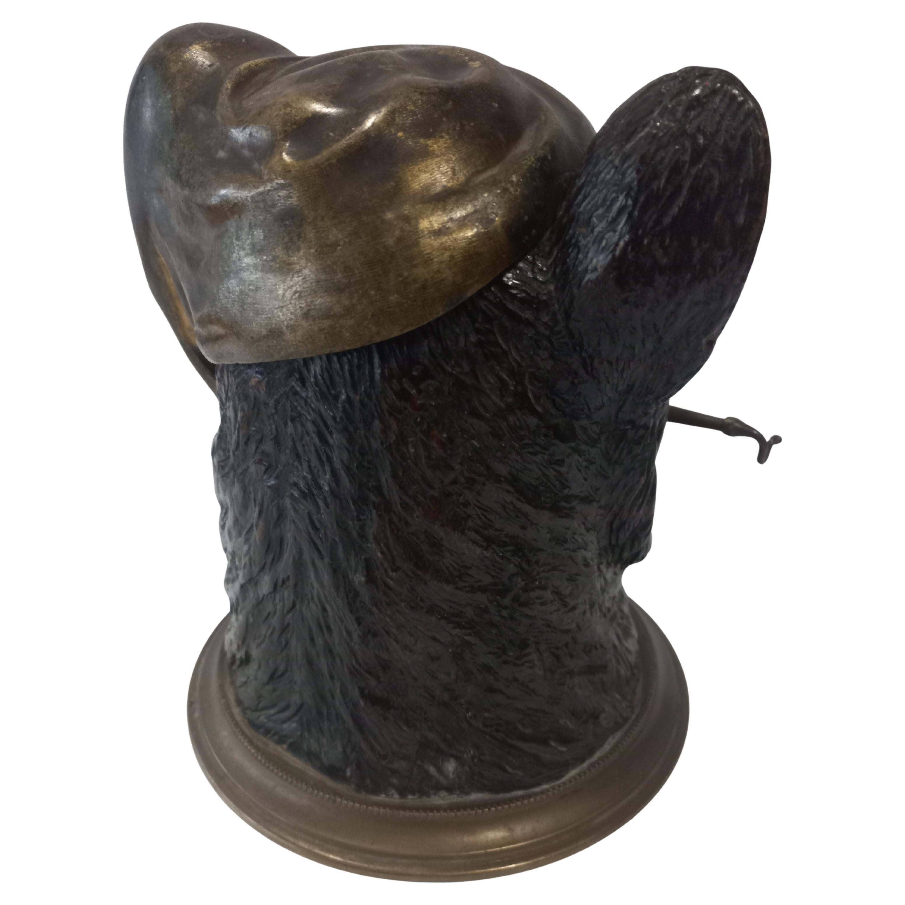 Carved Antique tobacco box carved wood and bronze For Sale