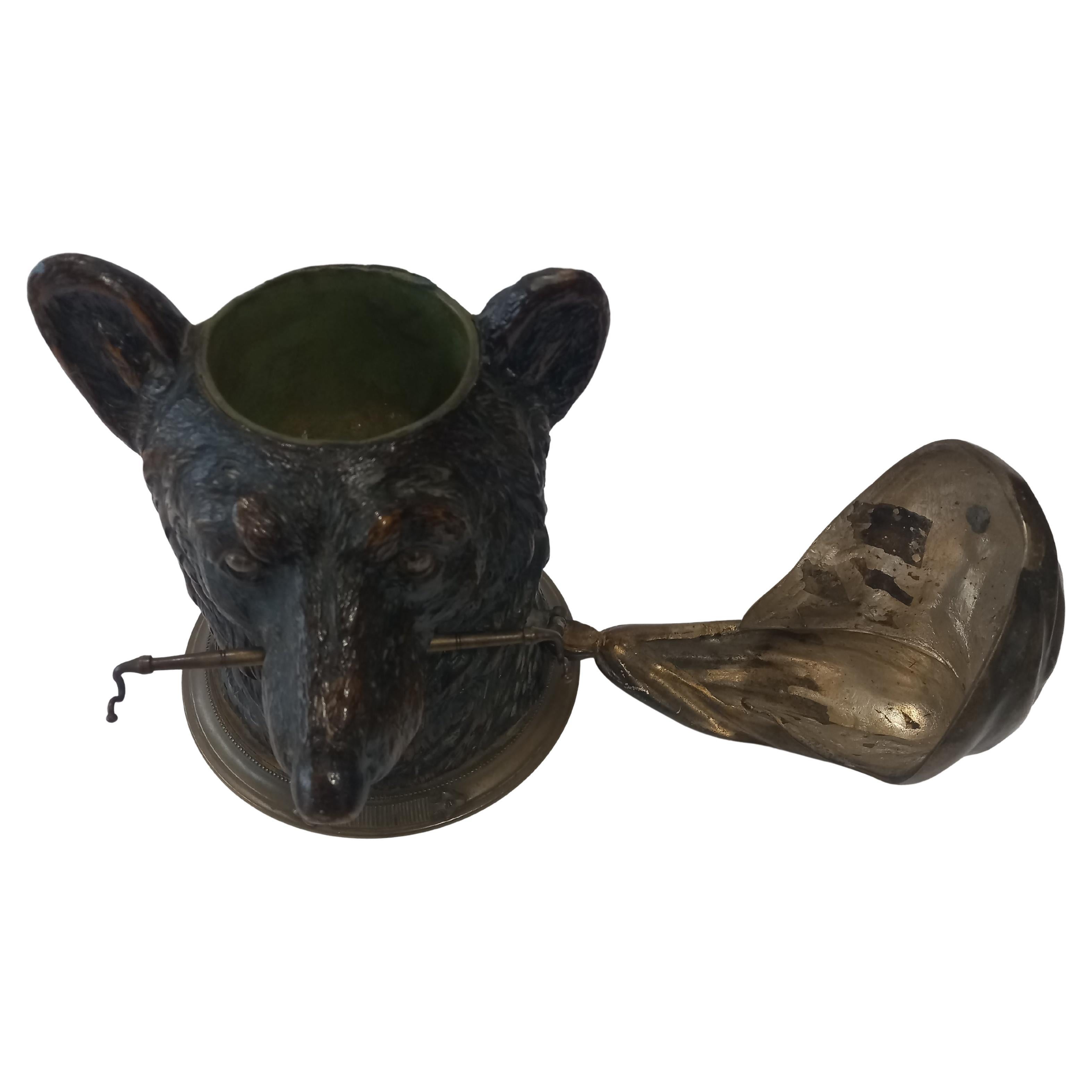 Late 19th Century Antique tobacco box carved wood and bronze For Sale