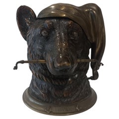 Antique tobacco box made of carved wood and bronze