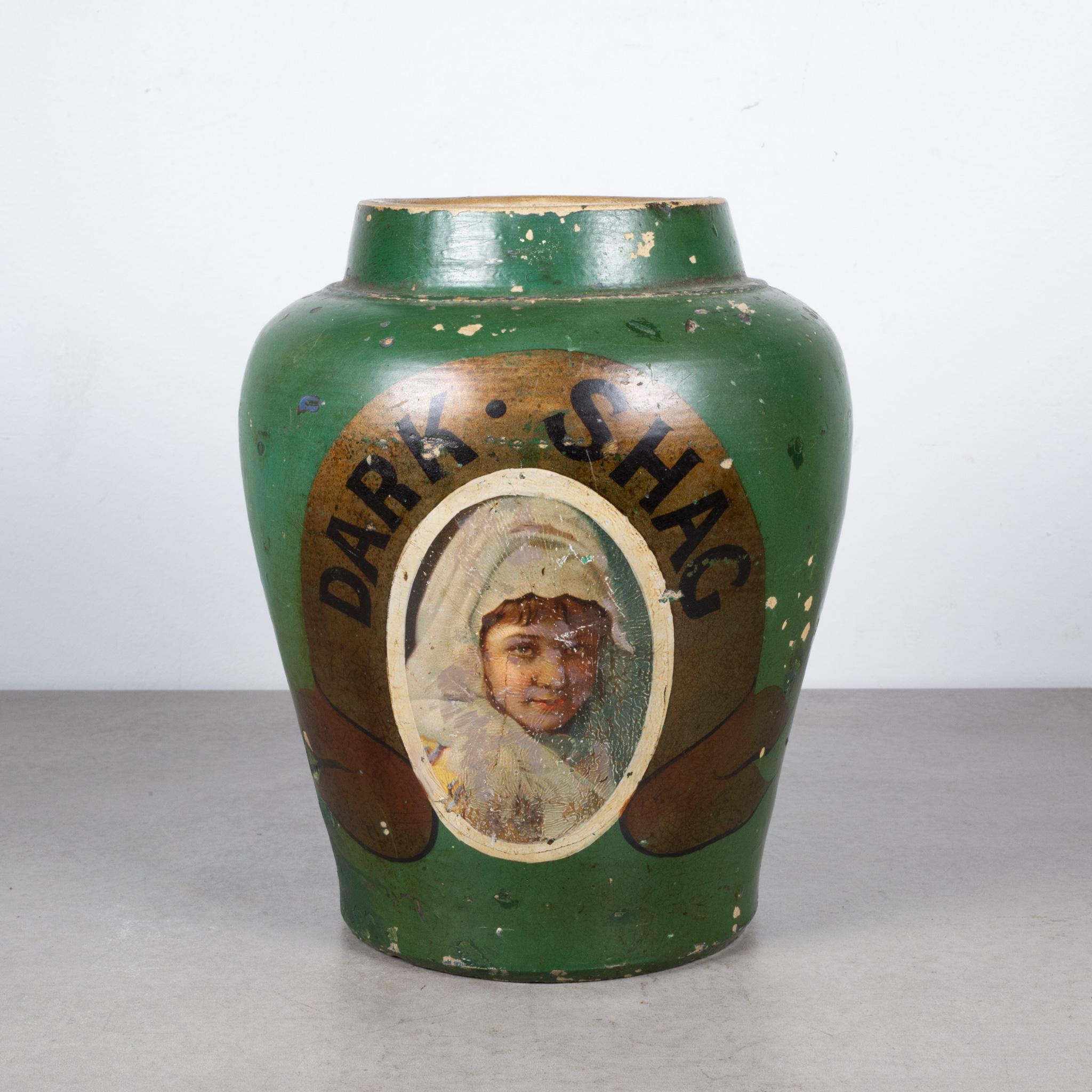 ABOUT

Antique earthenware tobacconist's display jar featuring the portrait of a period lady with the words 