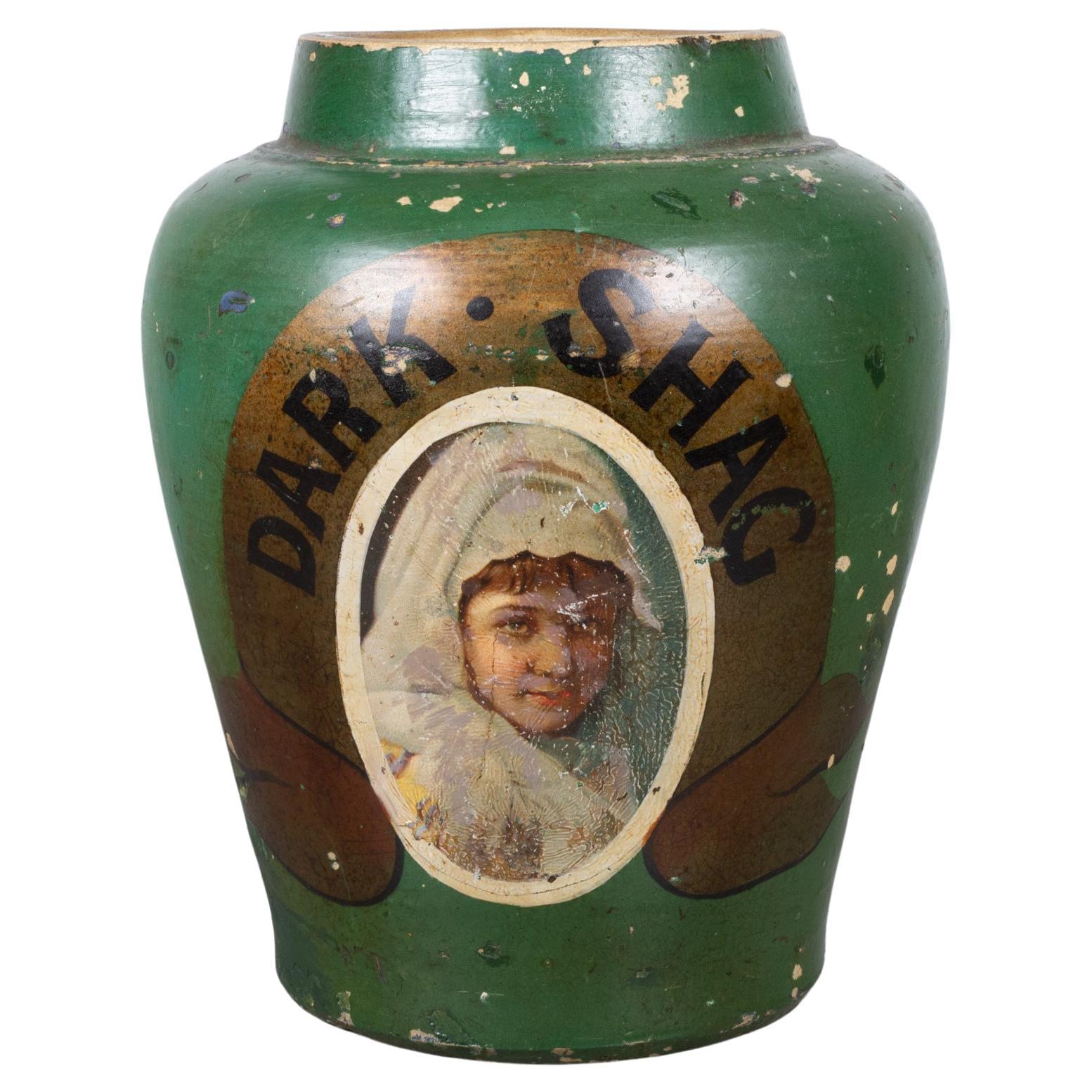 Antique Tobacconist Display Jar "Dark Shag" circa 1920  (FREE SHIPPING) For Sale
