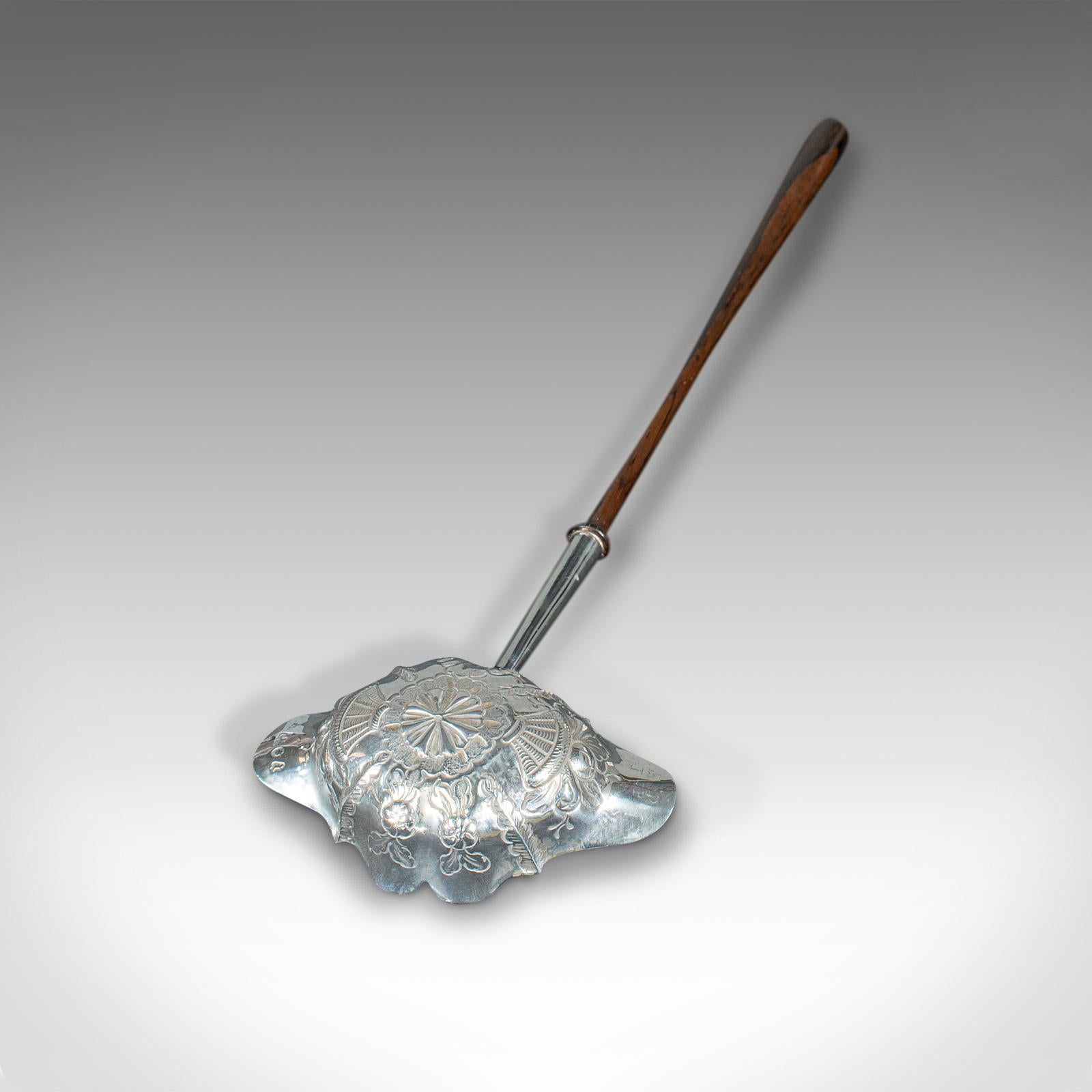 British Antique Toddy Spoon, English, Silver, Serving Ladle, William Kinman, Georgian For Sale
